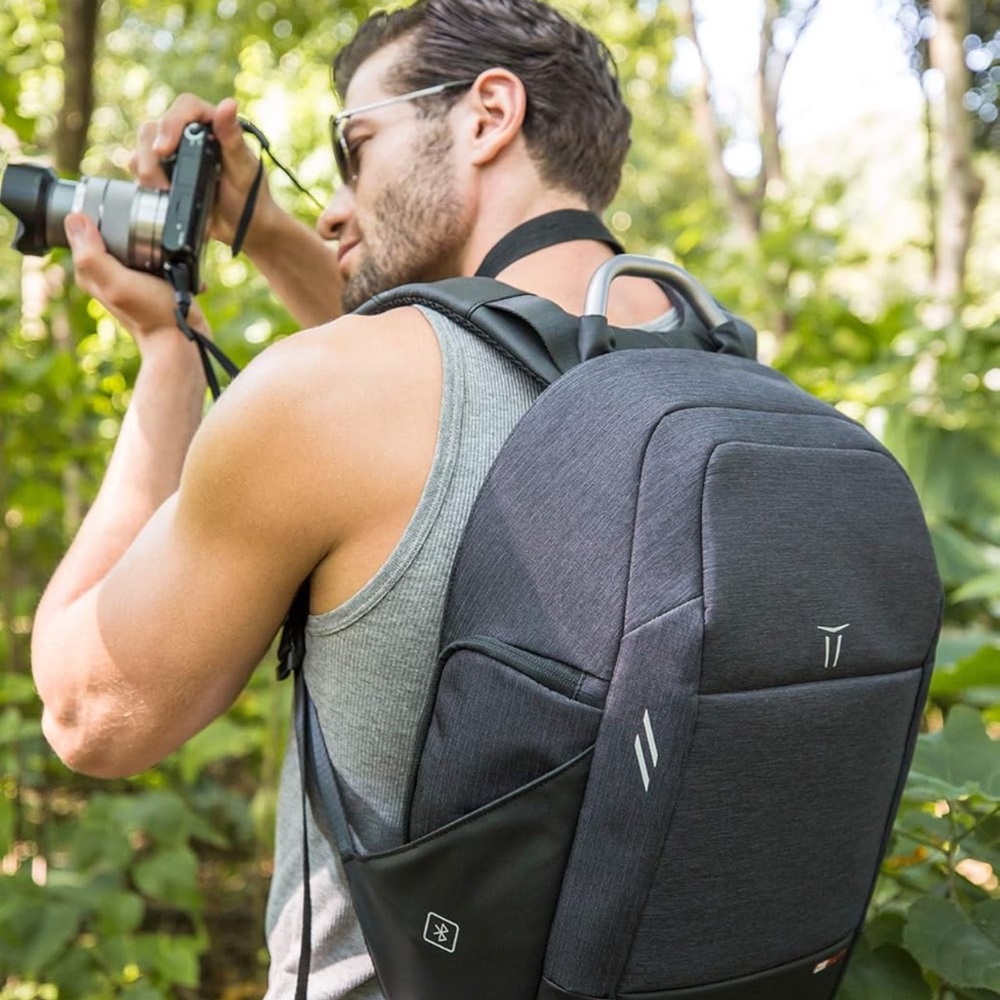 Bluetooth Backpack bookbag Great Gray KUWOW Bluetooth Tracking bag like New - Picture 5 of 12
